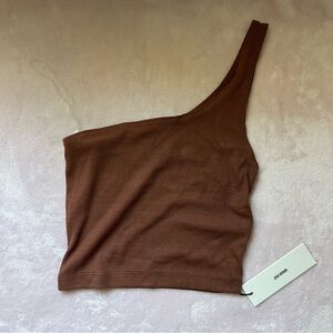 Joah brown oxblood  One-Shoulder Top